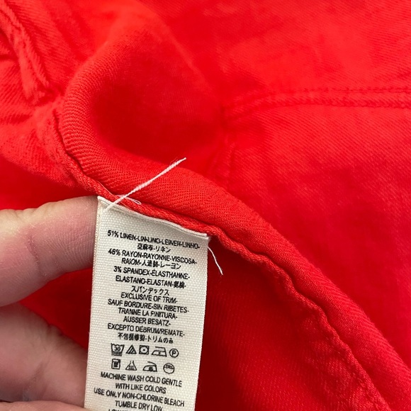 Free People Red Draped Linen Jacket - Picture 8 of 12